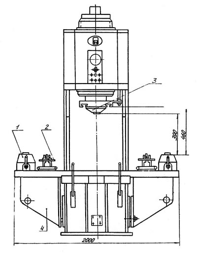 П6330 Габаритные розміри робочого простору гідропресса П6330 з правильным столом